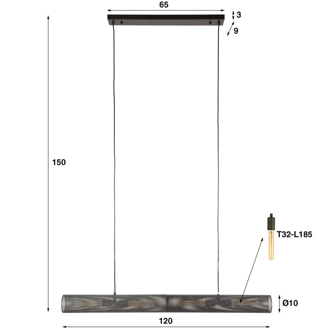 WoonStijl Hanglamp 120 tube mesh