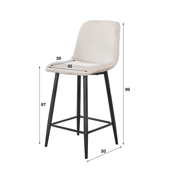WoonStijl Barstoel Rib Rock zand
