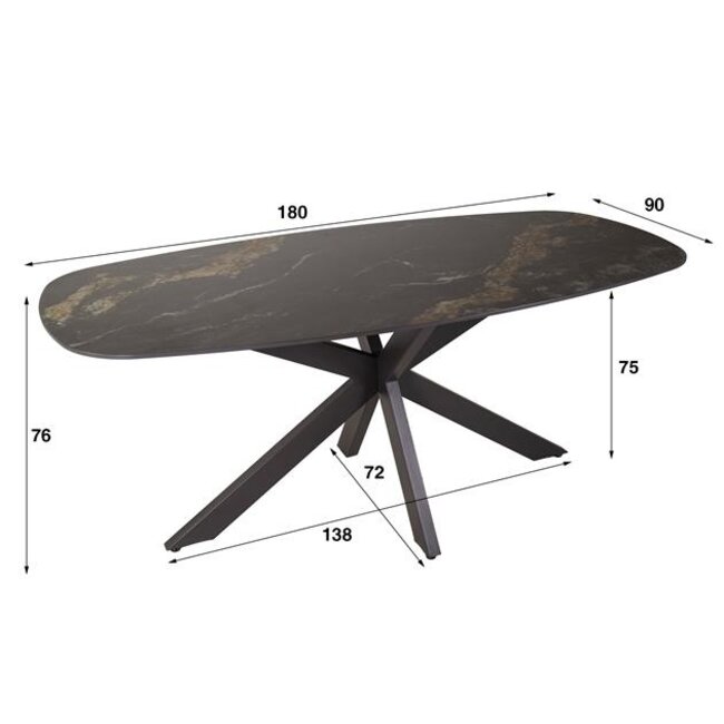 WoonStijl Eetkamertafel spider deens ovaal 180