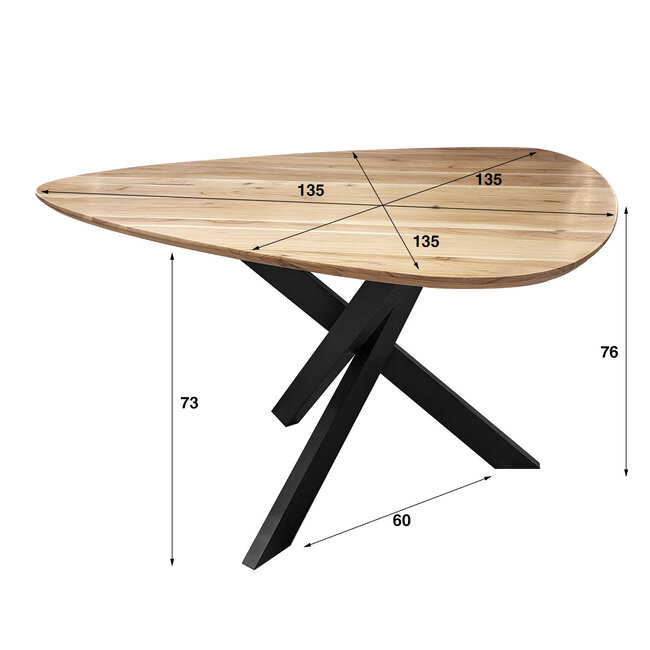 WoonStijl Eetkamertafel driehoek acacia