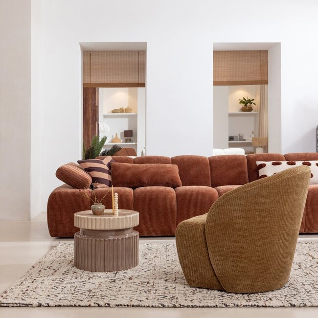 Woood Mojo draaifauteuil geweven ribstof honinggeel
