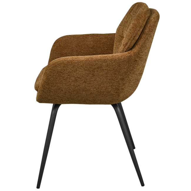 Woood RUNA eetkamerstoel chenille caramel bruin/geel