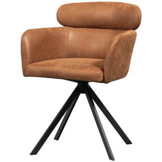 Woood Fenne draaibare eetkamerstoel leerlook cognac