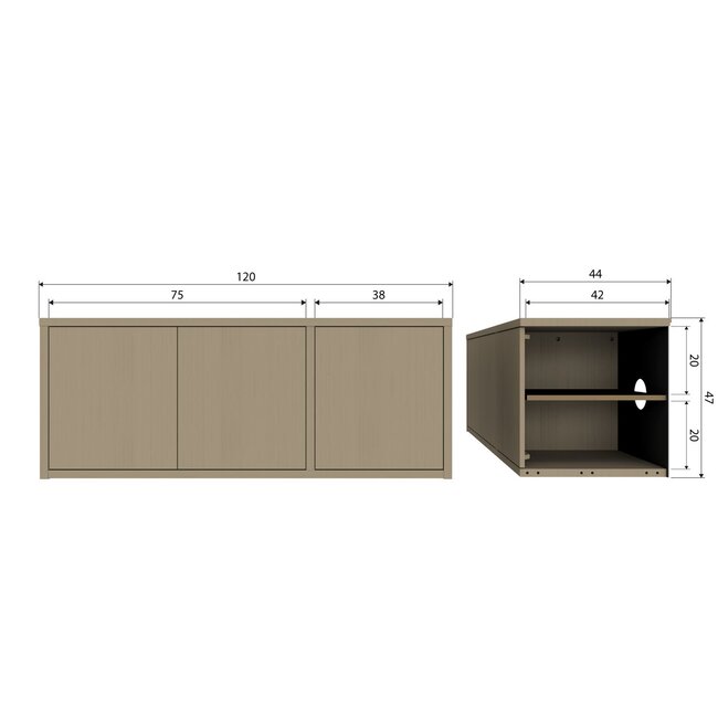 Woood TURNER TV meubel grenen mud [fsc]