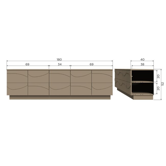 Woood TEO TV meubel grenen mud [fsc]