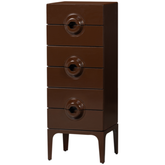Woood MERGE ladekast 6 lades hout bruin/rood