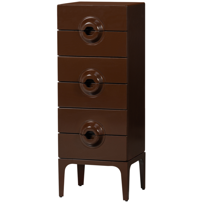 Woood MERGE ladekast 6 lades hout bruin/rood