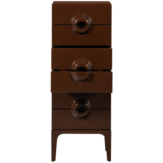 Woood MERGE ladekast 6 lades hout bruin/rood