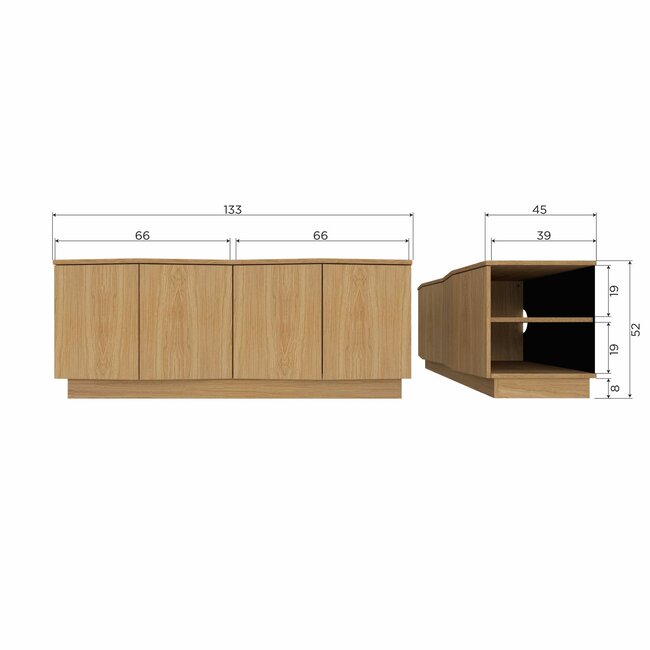 Woood ZUMA TV meubel 133CM eiken transparant [fsc]