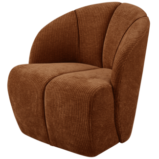 Woood MOJO draaifauteuil geweven ribstof roestbruin