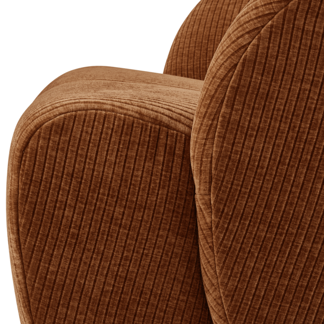 Woood MOJO draaifauteuil geweven ribstof roestbruin