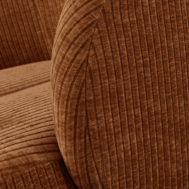 Woood MOJO draaifauteuil geweven ribstof roestbruin
