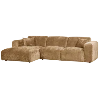 Woood CLOUD chaise longue links geweven chenille honinggeel
