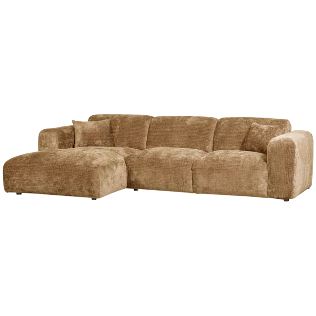 Woood CLOUD chaise longue links geweven chenille honinggeel