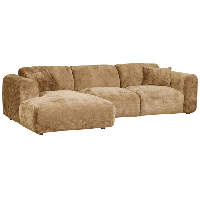Woood CLOUD chaise longue links geweven chenille honinggeel