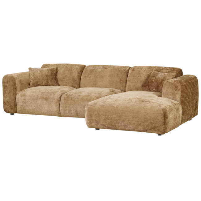 Woood CLOUD chaise longue rechts geweven chenille honinggeel
