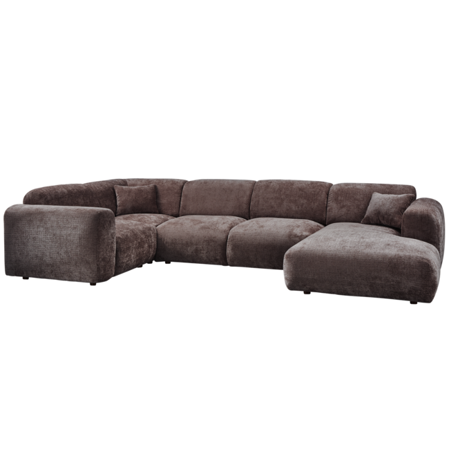 Woood CLOUD hoekbank links geweven chenille warm bruin
