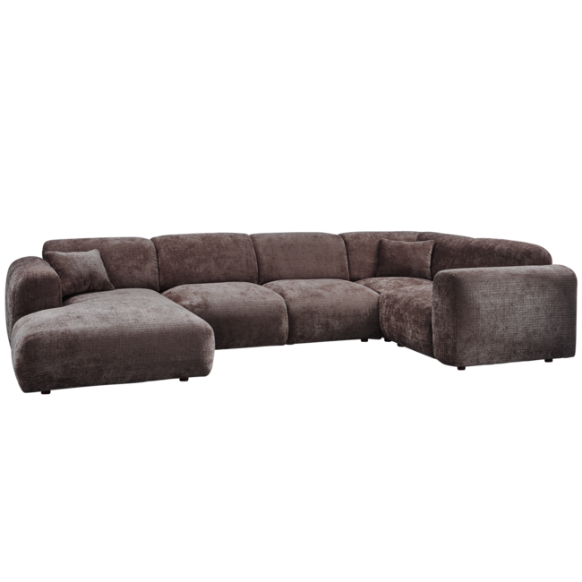 Woood CLOUD hoekbank rechts geweven chenille warm bruin