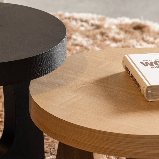 Woood TALA bijzettafel MDF fineer naturel 35xO55CM