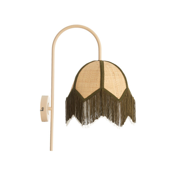 Light en Living Wandlamp 33x25x47 cm SULINA raffia naturel+groen