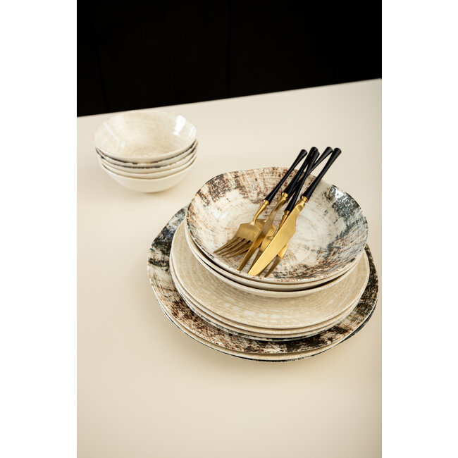 PTMD Diep bord Kaylaa Multicolor porselein rond 20 cm