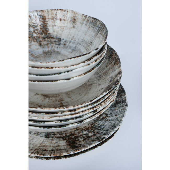 PTMD Diep bord Kaylaa Multicolor porselein rond 20 cm