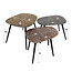 WoonStijl Salontafel set van 3 vierhoekig patina metal