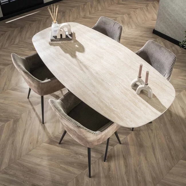 WoonStijl Eetkamertafel 180 ceramic travertinlook