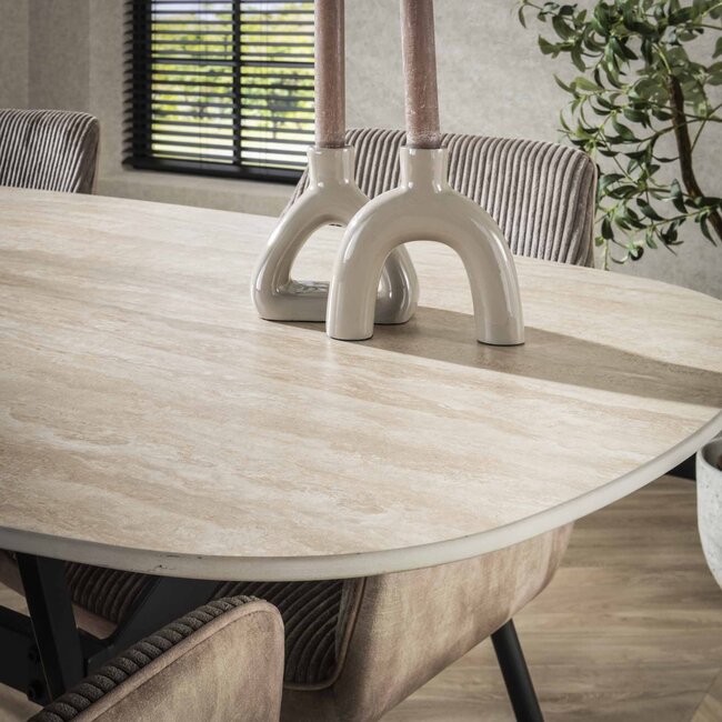 WoonStijl Eetkamertafel 180 ceramic travertinlook
