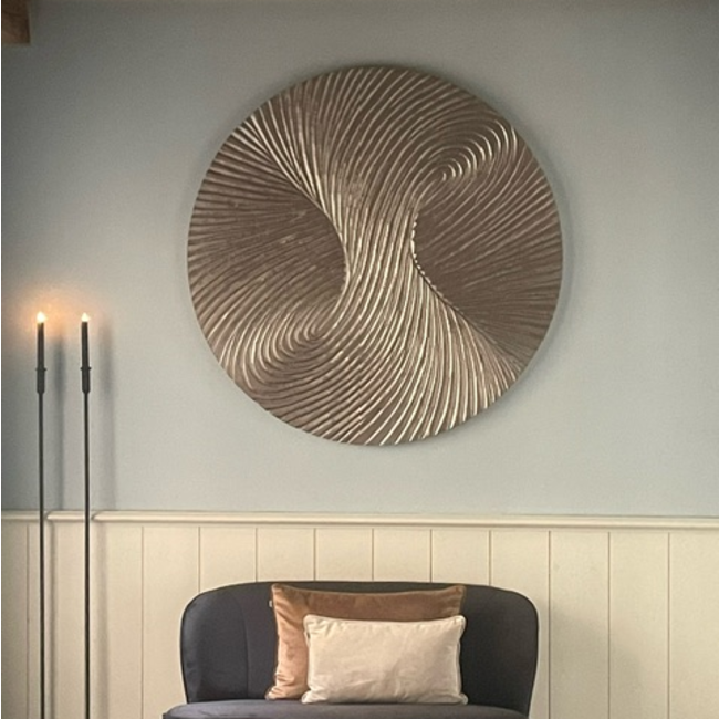 PTMD Wandornament Wiktor bruin MDF swirl carved S - Ø 90 cm
