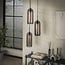 WoonStijl Hanglamp 3L getrapt smoke glas-geperforeerd staal