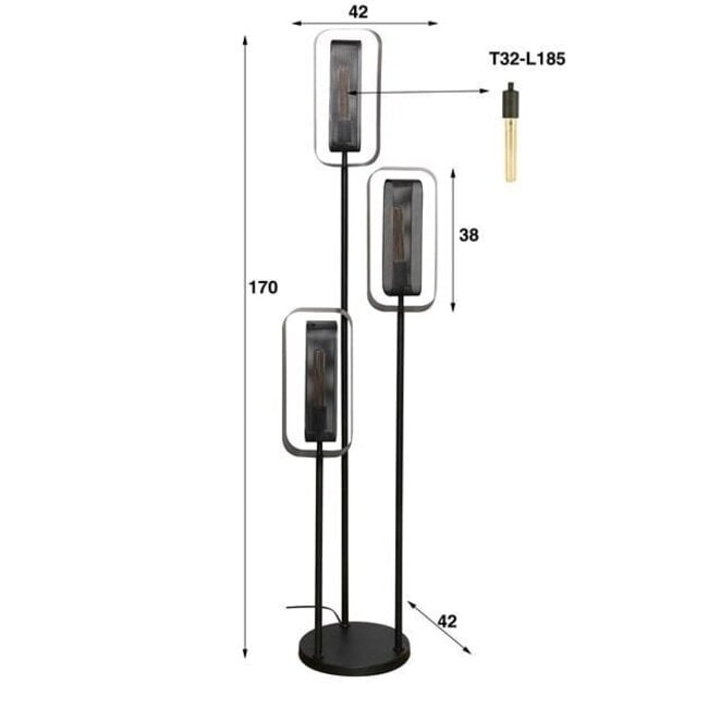 WoonStijl Vloerlamp 3L mesh rotate