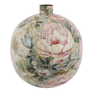 Countryfield Vaas Peony L roze/wit rond