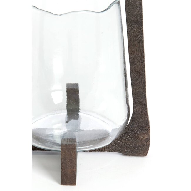 Light en Living Windlicht Ø26x48 cm ANOSY glas helder+hout mat donkerbruin