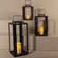 Countryfield Lantaarn met LED kaars Rennes zwart / wit outdoor S