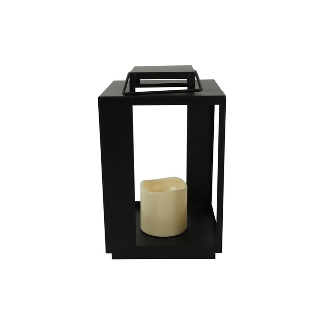 Countryfield Lantaarn met LED kaars Rennes zwart / wit outdoor S