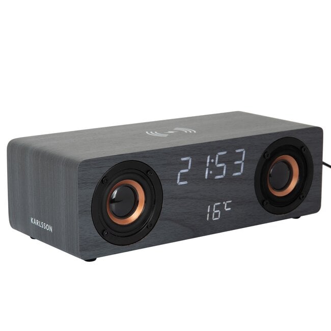 Karlsson Alarmklok Classic BT speaker Radio met telefoonoplader zwart