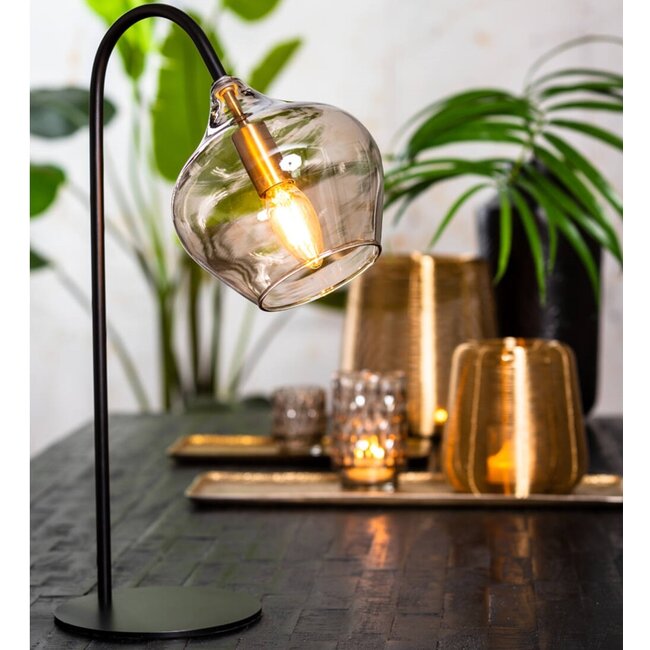Light en Living Tafellamp RAKEL Antique brass of zwart - Light & Living