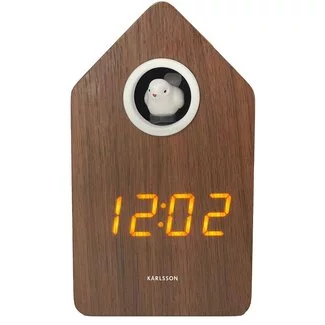 Karlsson Alarmklok Cuckoo LED donker hout veneer