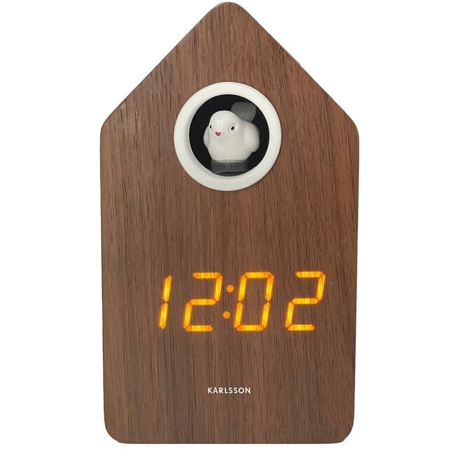Karlsson Alarmklok Cuckoo LED donker hout veneer