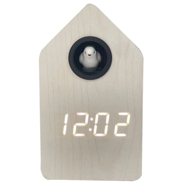 Karlsson Alarmklok Cuckoo LED whitewash veneer