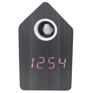 Karlsson Alarmklok Cuckoo LED zwart hout veneer