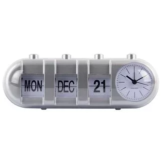 Karlsson Alarmklok Retro Tube Calender Flip zilver