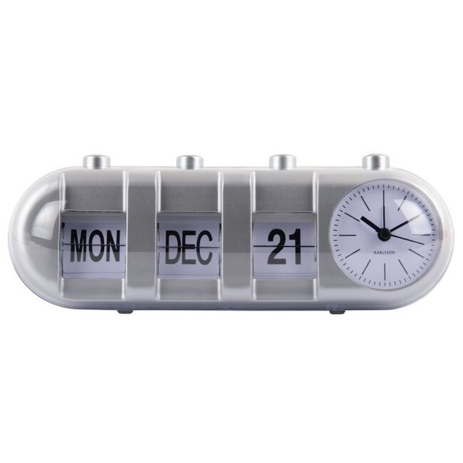 Karlsson Alarmklok Retro Tube Calender Flip zilver