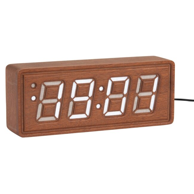 Karlsson Alarmklok Solid hout Engraved donker hout