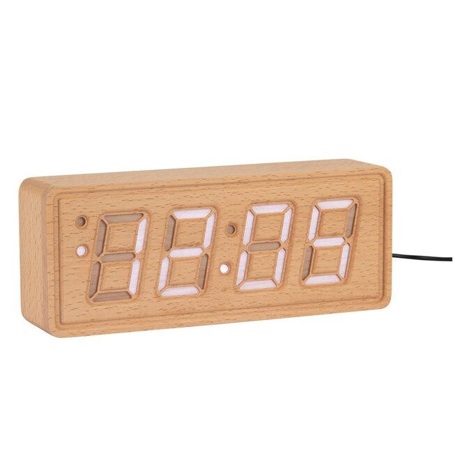 Karlsson Alarmklok Solid hout Engraved licht hout