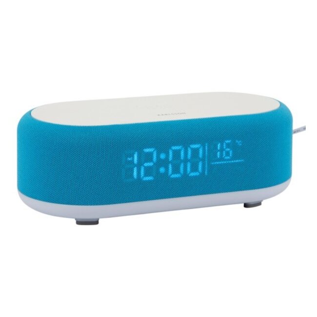 Karlsson Alarmklok Vogue met telefoonoplader en bluetooth helder blauw