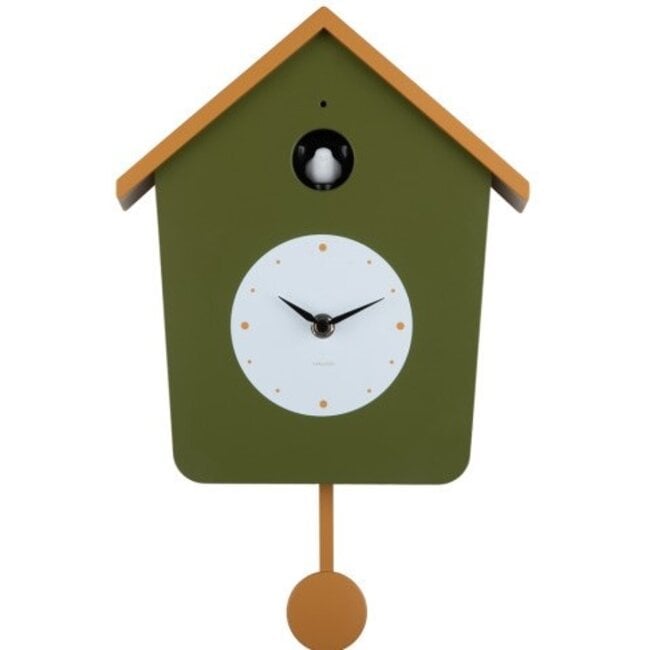 Karlsson Wandklok Cuckoo army groen met geel