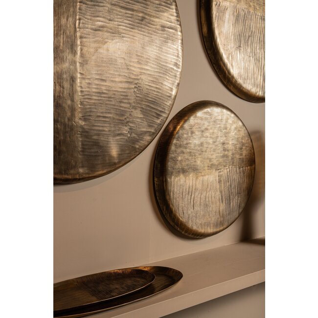 PTMD Wandornament Jowad Antiek Goud geribbed M - Ø80,5 cm