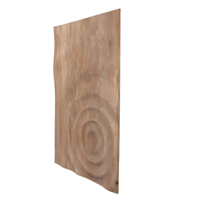 PTMD Wandornament Mattin lichtbruin mangohout rechthoekig met cirkels
